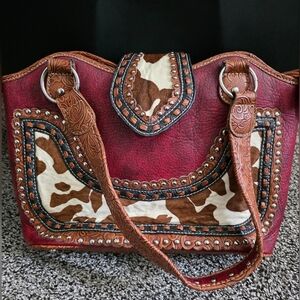 Stylish Red and Brown Shoulder Bag